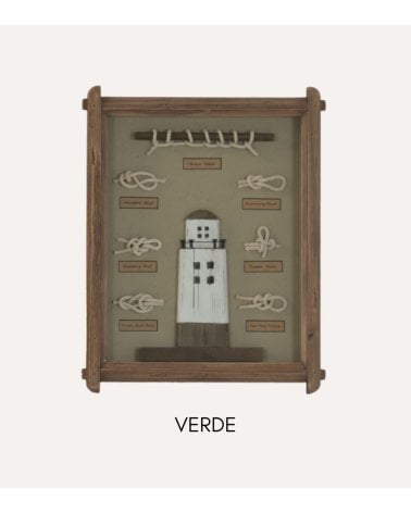 Cuadro Decorativo Nudos Marineros con Bote o Faro de Madera de Pino