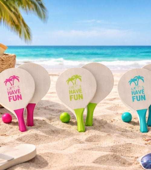 Palas de Playa con Pelota de Madera