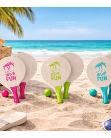 Palas de Playa con Pelota de Madera