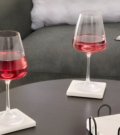 Set de 4 Posavasos con Base Metálica de Mármol
