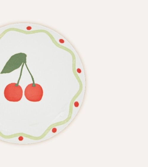 Plato de Postre Fruity Cereza de Porcelana