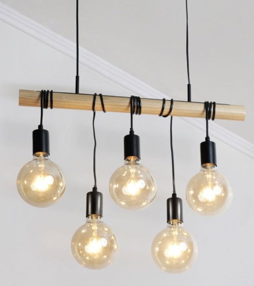 Lámpara Colgante Jake para 5 Bombillas de Acero