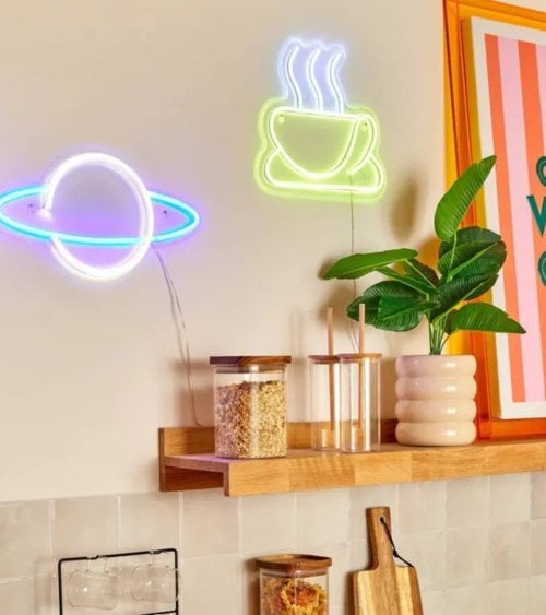 Cartel Decorativo Taza de Café Neón LED