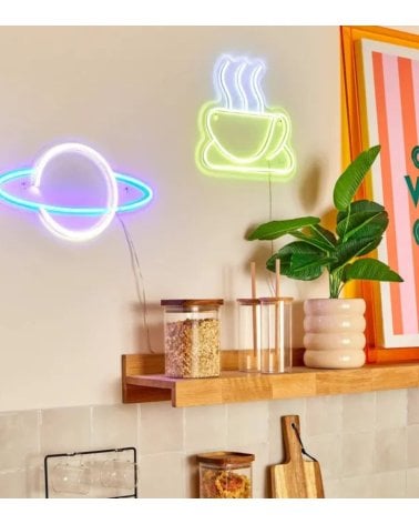 Cartel Decorativo Taza de Café Neón LED