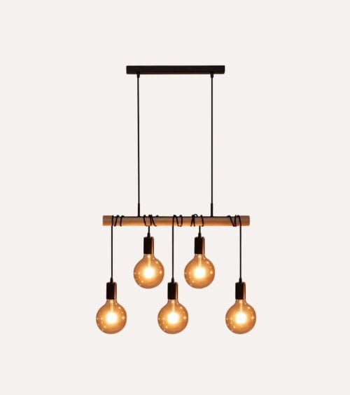 Lámpara Colgante Jake para 5 Bombillas de Acero