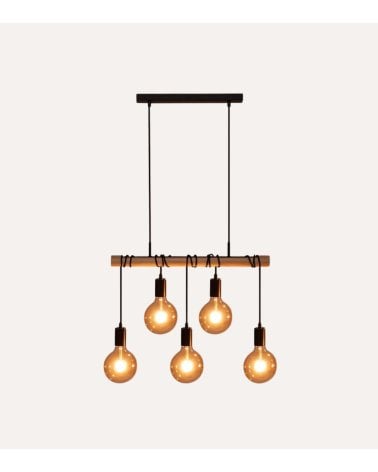 Lámpara Colgante Jake para 5 Bombillas de Acero
