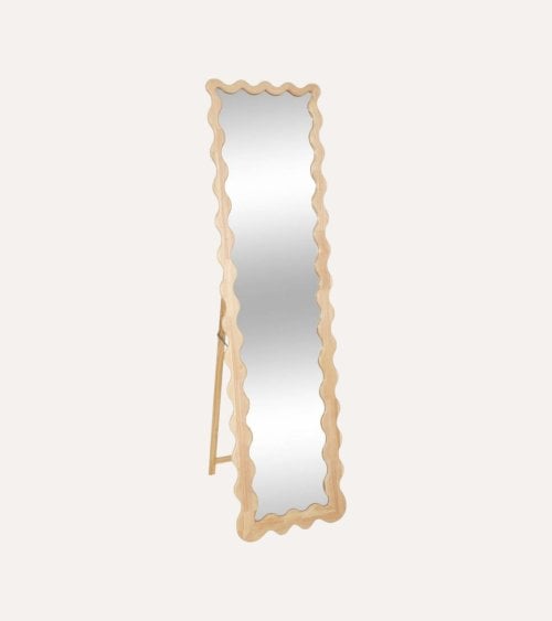 Espejo de Pie Brooke con Ondas de Madera