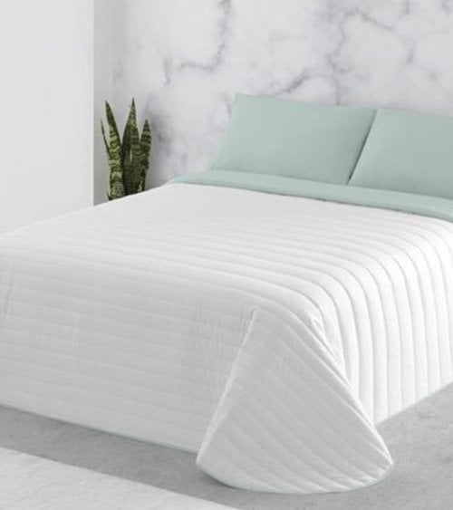 Colcha Bicolor por Cada Lado Verde y Blanco