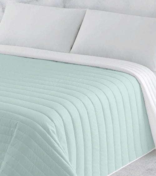 Colcha Bicolor por Cada Lado Verde y Blanco