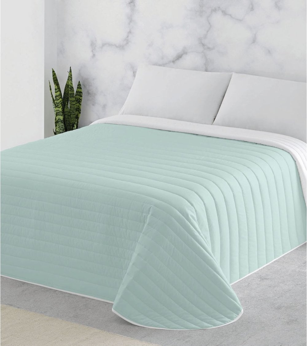 Colcha Bicolor por Cada Lado Verde y Blanco