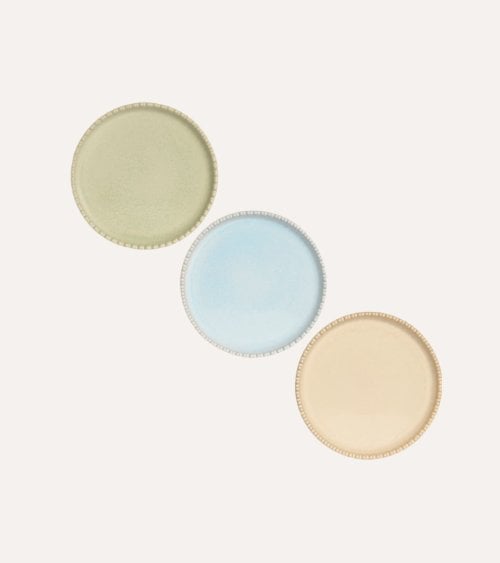 Plato de Postre Jiahua con Borde de Bolas Decorativas Gres