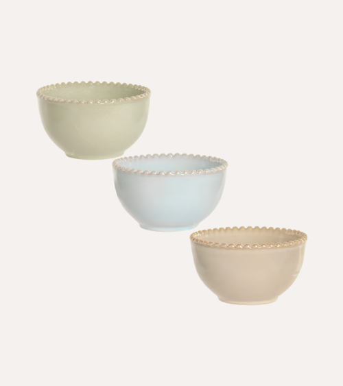 Bol Jiahua con Borde de Bolas Decorativas Gres