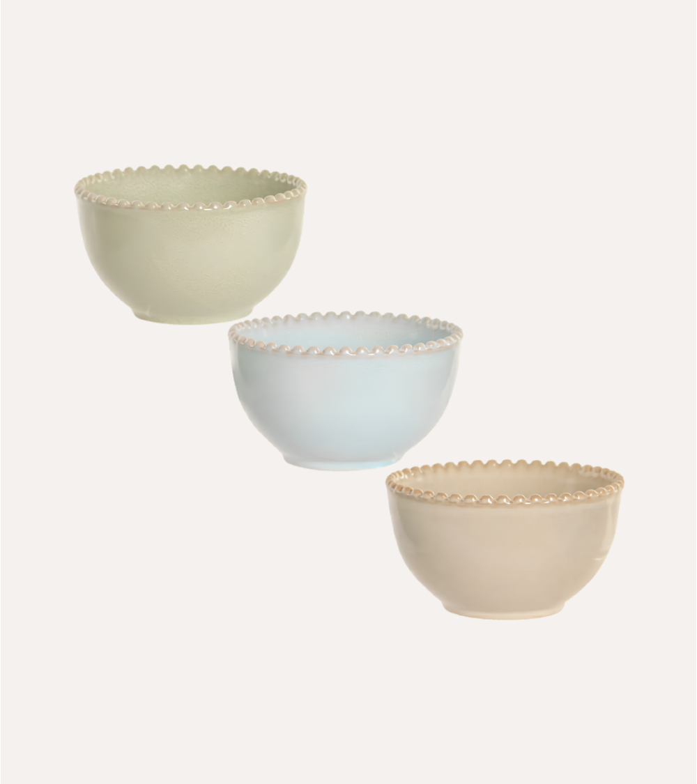 Bol Jiahua con Borde de Bolas Decorativas Gres