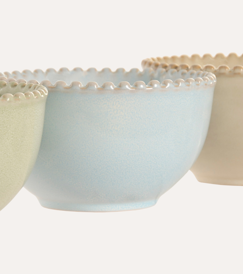 Bol Jiahua con Borde de Bolas Decorativas Gres