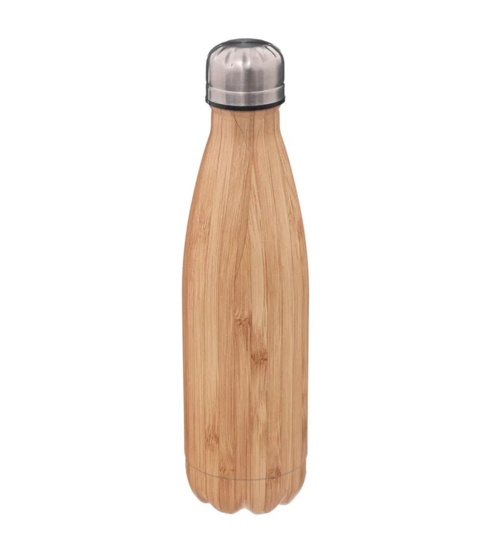 Botella de Acero Inoxidable Efecto Bambú-1