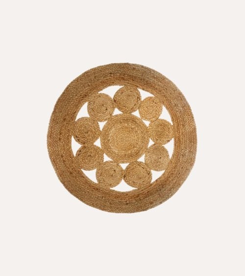 Alfombra Circular Calada de Yute Natural