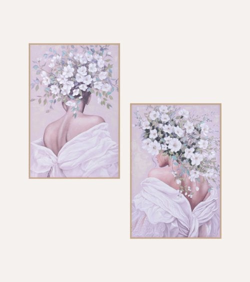 Cuadro Mujer Estilo Floral de Lienzo