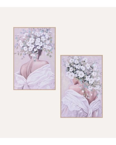 Cuadro Mujer Estilo Floral de Lienzo