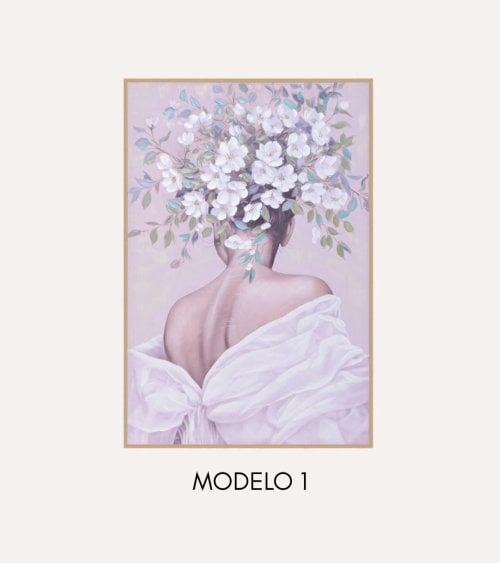 Cuadro Mujer Estilo Floral de Lienzo