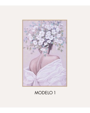Cuadro Mujer Estilo Floral de Lienzo