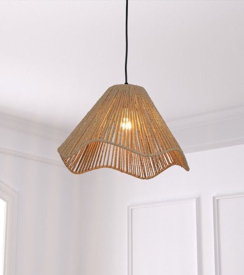 Pantalla Vito de Lámpara Colgante con Cuero Natural de Acero