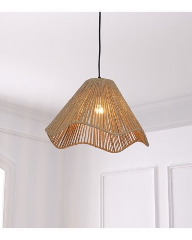 Pantalla Vito de Lámpara Colgante con Cuero Natural de Acero