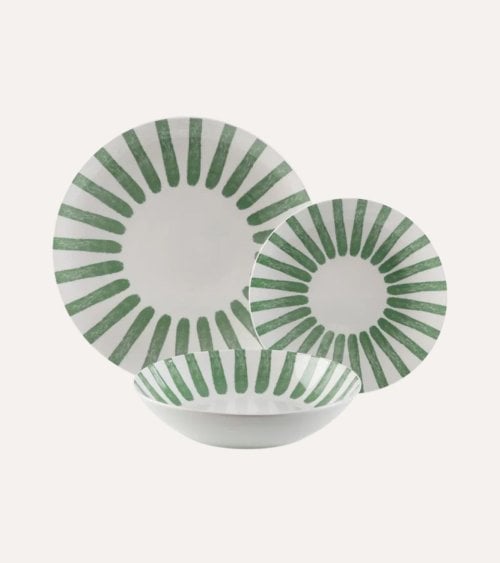 Vajilla de 18 Piezas Jungle A Rayas de Porcelana