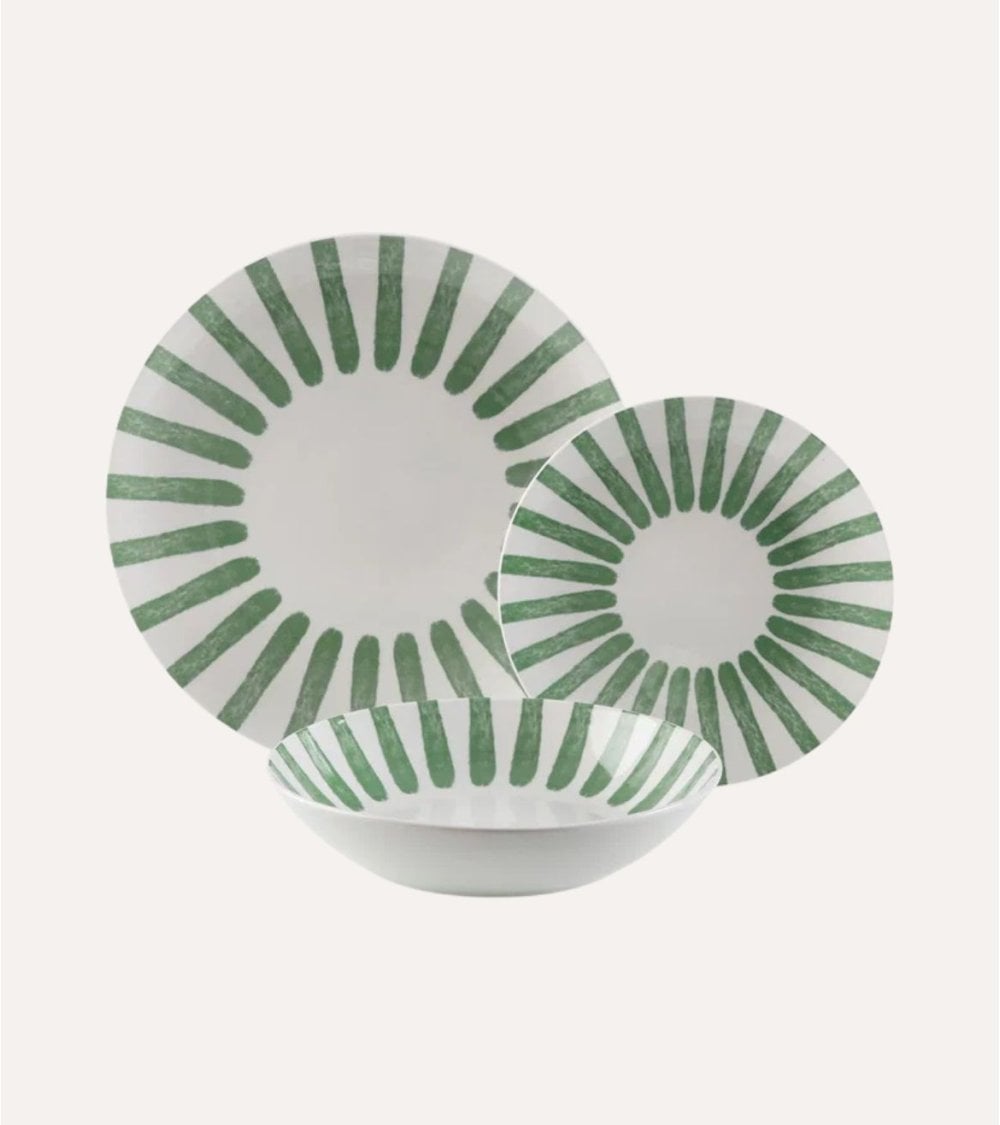 Vajilla de 18 Piezas Jungle A Rayas de Porcelana