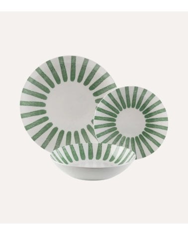 Vajilla de 18 Piezas Jungle A Rayas de Porcelana