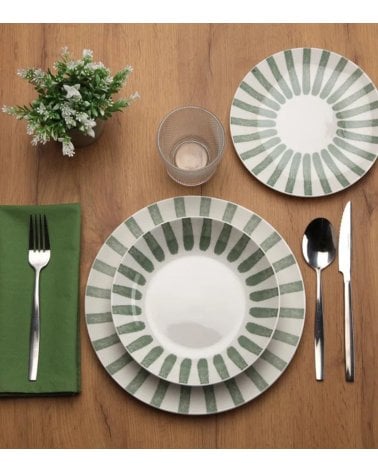 Vajilla de 18 Piezas Jungle A Rayas de Porcelana