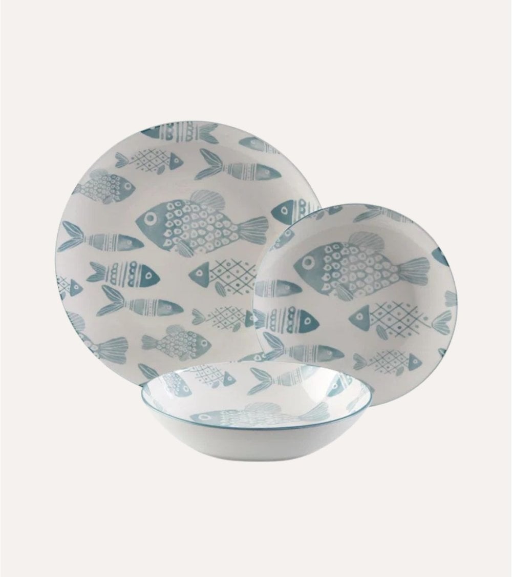 Vajilla de 18 Piezas Peces de Porcelana