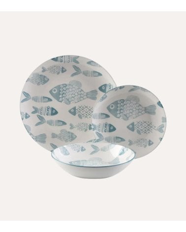 Vajilla de 18 Piezas Peces de Porcelana