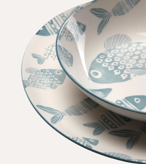 Vajilla de 18 Piezas Peces de Porcelana