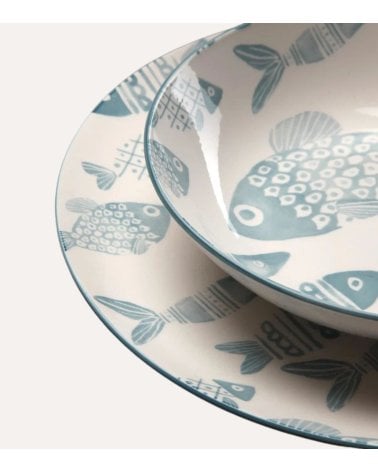 Vajilla de 18 Piezas Peces de Porcelana