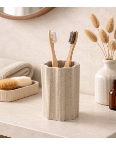 Vaso de Baño Portacepillos Estilo Arena de Poliresina