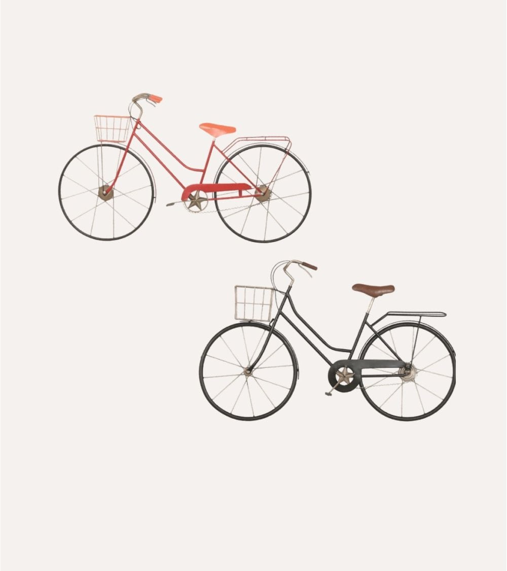 Decoración de Pared Bicicleta con Cesta de Metal