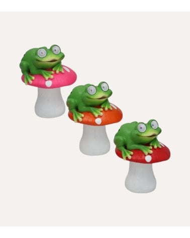 Figura Decorativa Rana con Seta Luz Solar de Resina