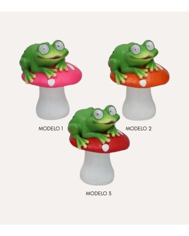 Figura Decorativa Rana con Seta Luz Solar de Resina