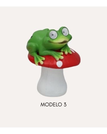 Figura Decorativa Rana con Seta Luz Solar de Resina