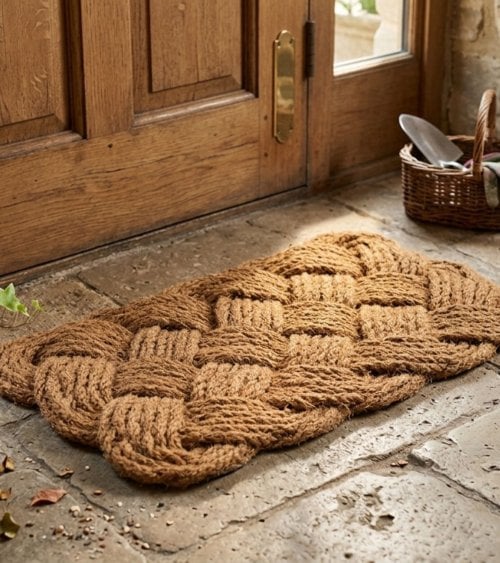 Felpudo Galleta Trenzado de Fibra Vegetal