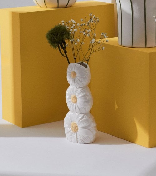 Jarrón Florysia de Margaritas Apiladas de Gres