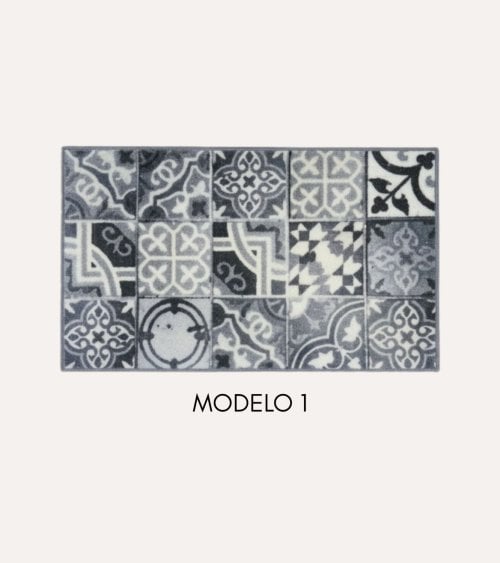 Alfombra Estampada Estilo Azulejo de Nylon