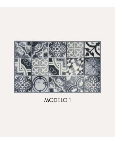 Alfombra Estampada Estilo Azulejo de Nylon