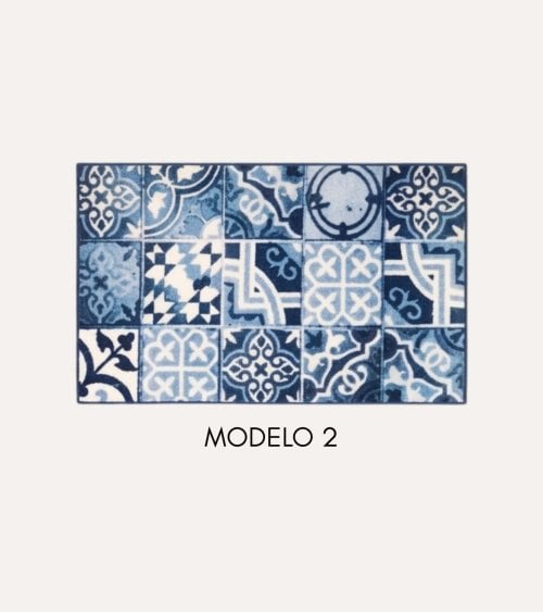 Alfombra Estampada Estilo Azulejo de Nylon