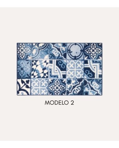 Alfombra Estampada Estilo Azulejo de Nylon