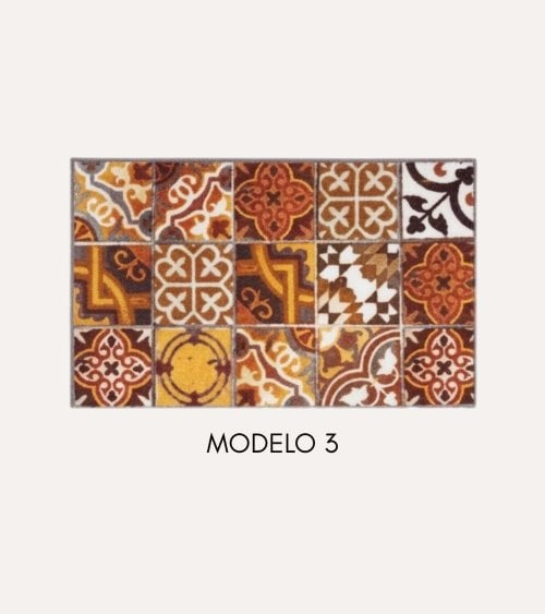 Alfombra Estampada Estilo Azulejo de Nylon