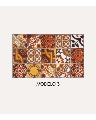 Alfombra Estampada Estilo Azulejo de Nylon