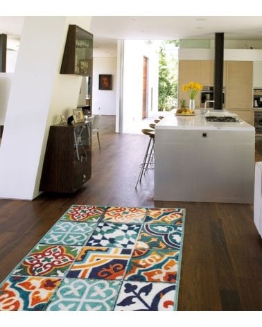 Alfombra Estampada Estilo Azulejo de Nylon