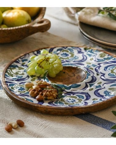 Bandeja Decorativa Sintra Redonda de Madera de Mango