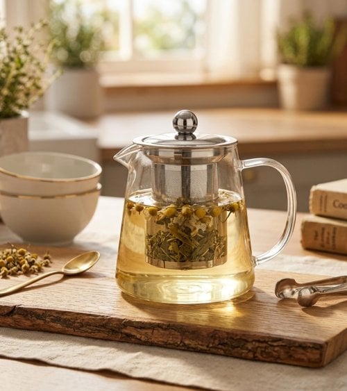 Tetera con Filtro y Tapa de Borosilicato